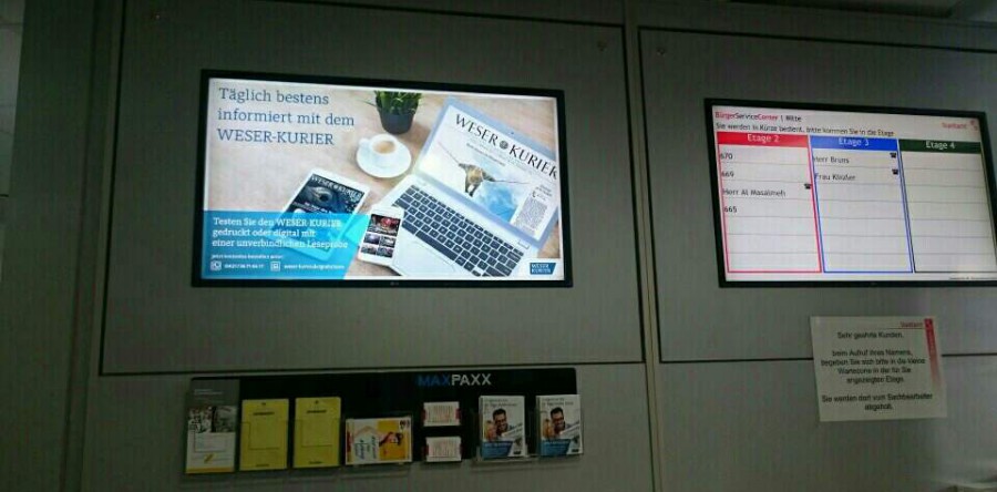 Der Weser Kurier macht es vor – erreichen auch Sie ein großes Publikum mit unseren MaxPaxx- Bildschirmen