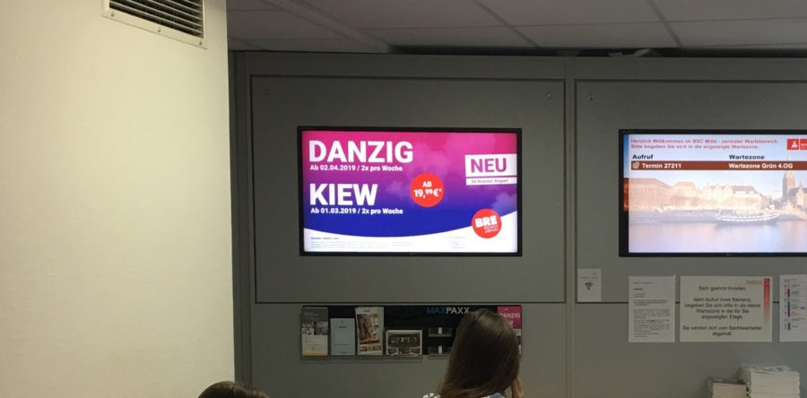 Bremen Airport wirbt für neue Fluglinien via Maxpaxx Info-TV